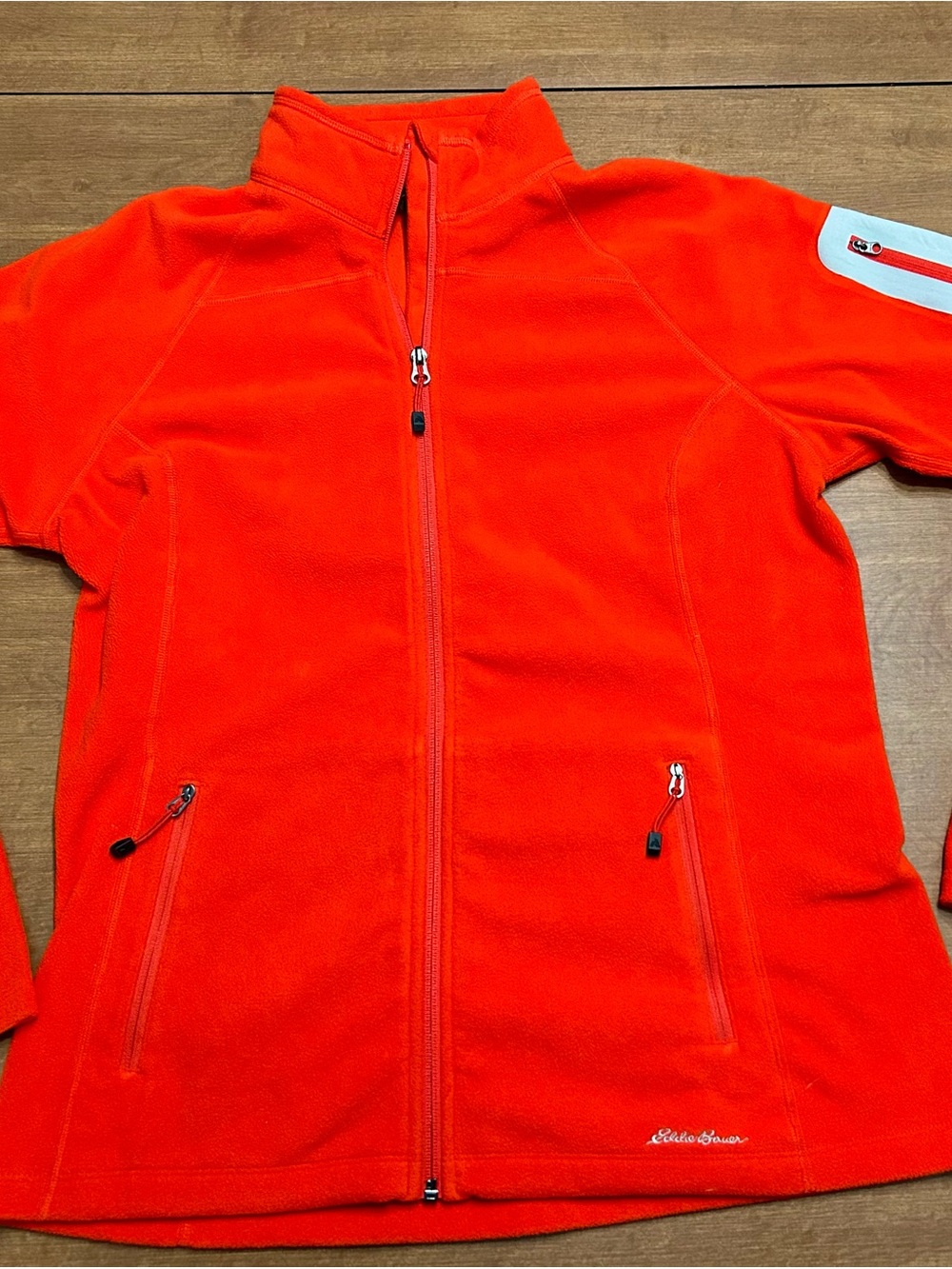 Eddie Bauer First Ascent Bright Reddish Orange Full-Zip Fleece Jacket
